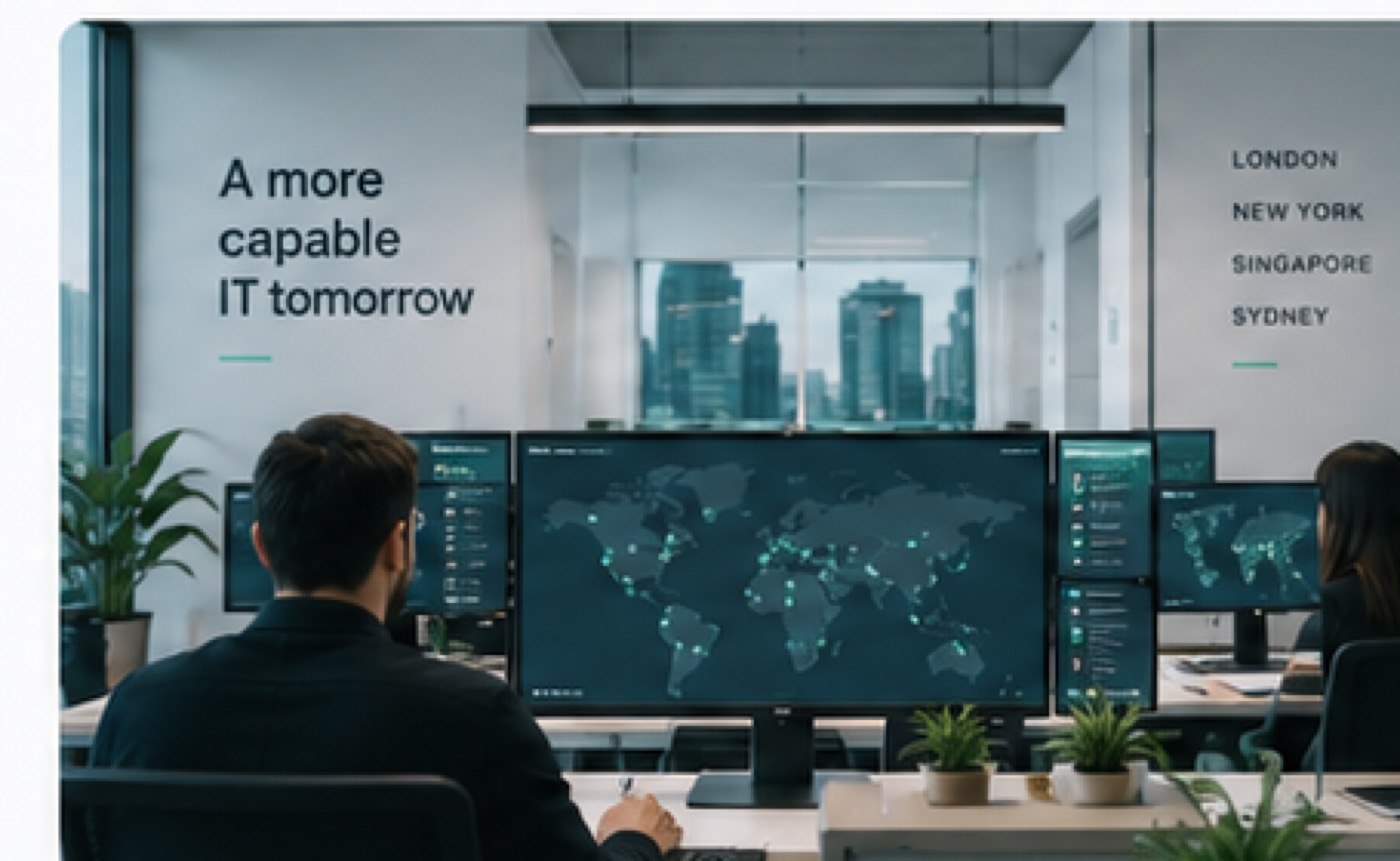 IT operations team monitoring devices across global locations