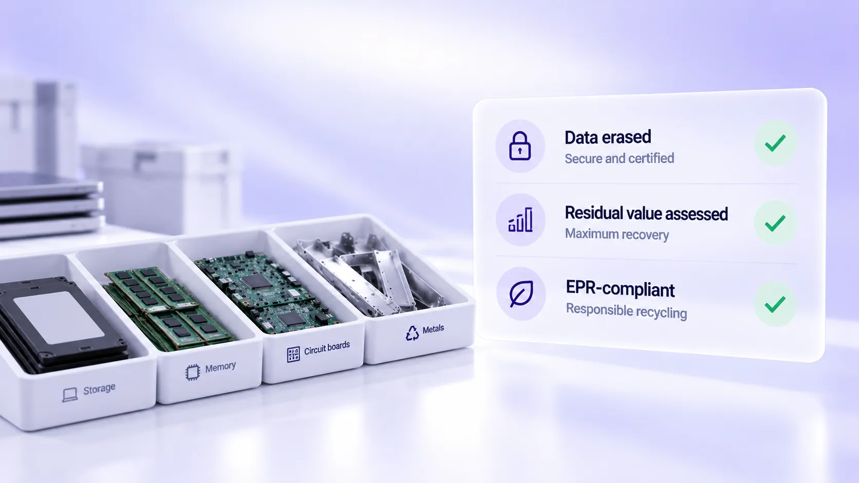 E-waste recycling and IT asset disposition with secure data destruction and EPR-compliant processing
