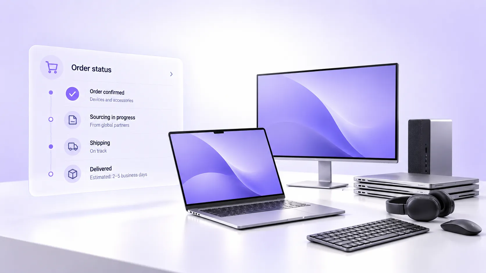 IT procurement services for laptops, monitors and workplace hardware with order tracking