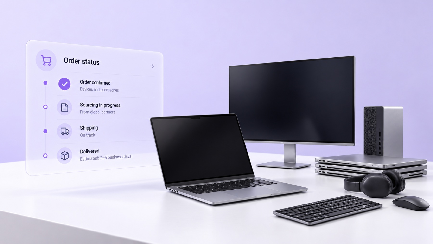 IT procurement services for laptops, monitors and workplace hardware with order tracking