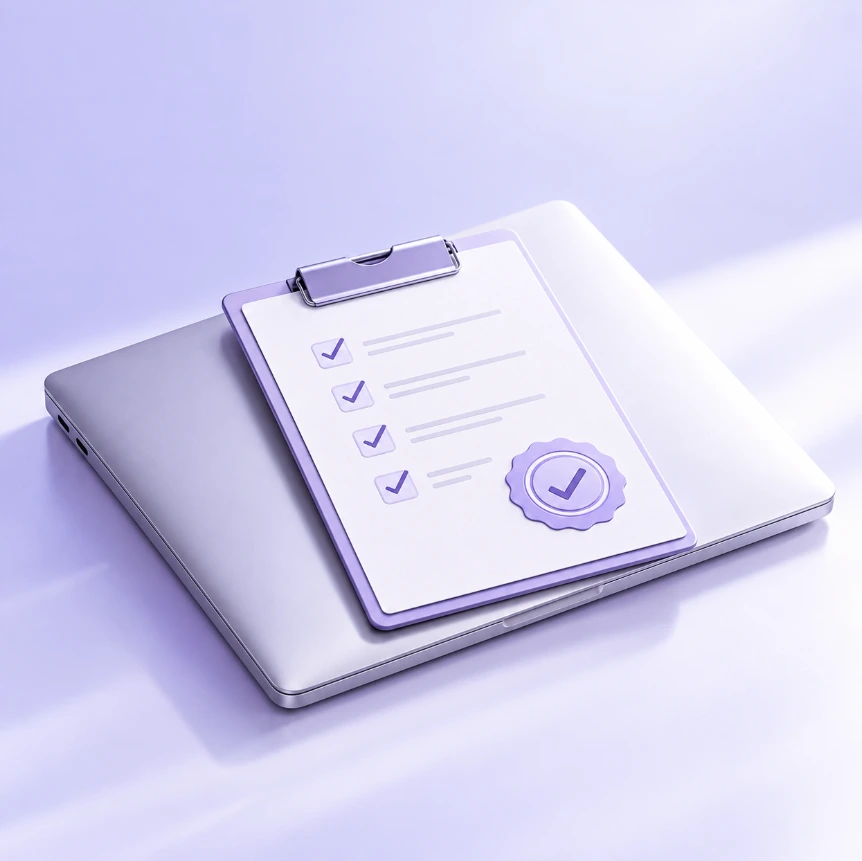 Certified refurbished business laptop with quality check checklist
