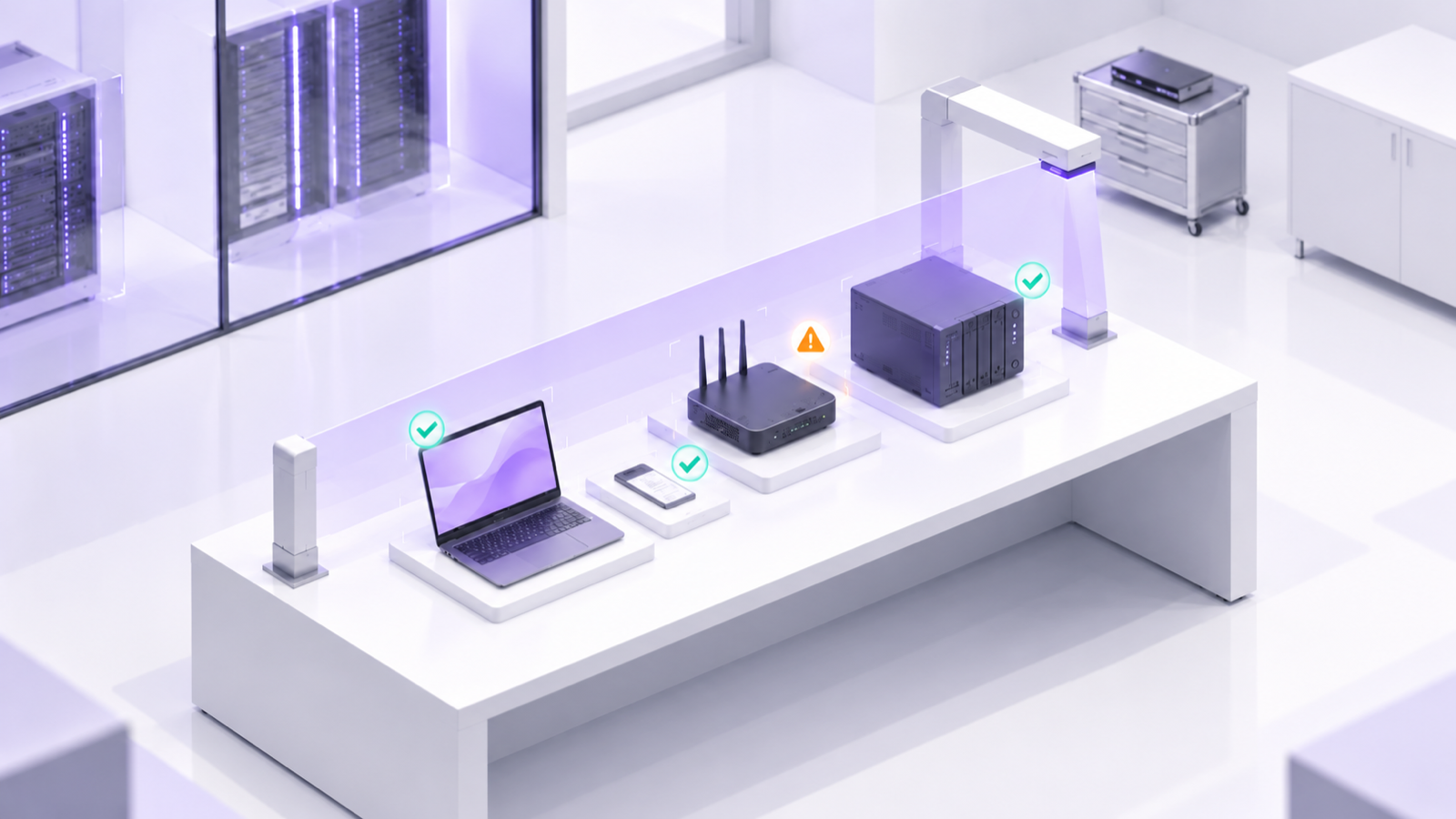 IT infrastructure audit reviewing devices, servers, network, cloud and security