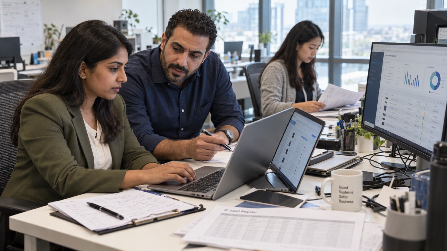 IT compliance management with device security, access controls and audit records